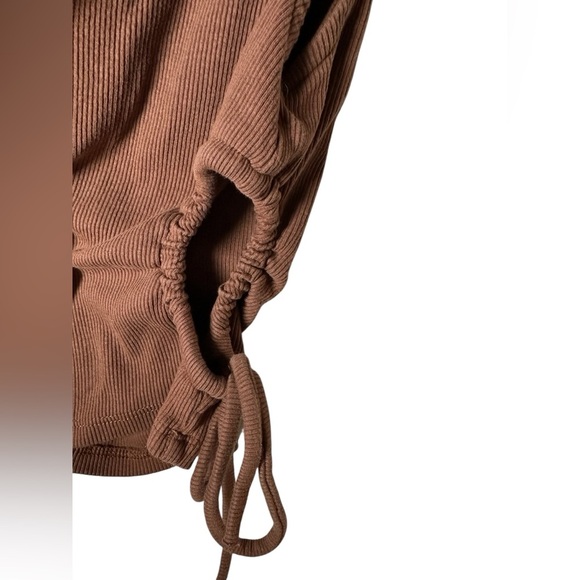 Zara Ribbed Sleeveless Ruched Side Tank Top Brown Size M - Picture 5 of 9